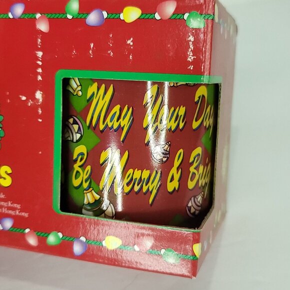 Garfield Cat Collectible Coffee Mug Cup Merry And Bright Xmas Ornament Set 1996 - Picture 6 of 8
